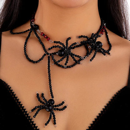 Ethnic Style Cool Style IG Style Spider Alloy Beaded Artificial Crystal Halloween Women'S Jewelry Set