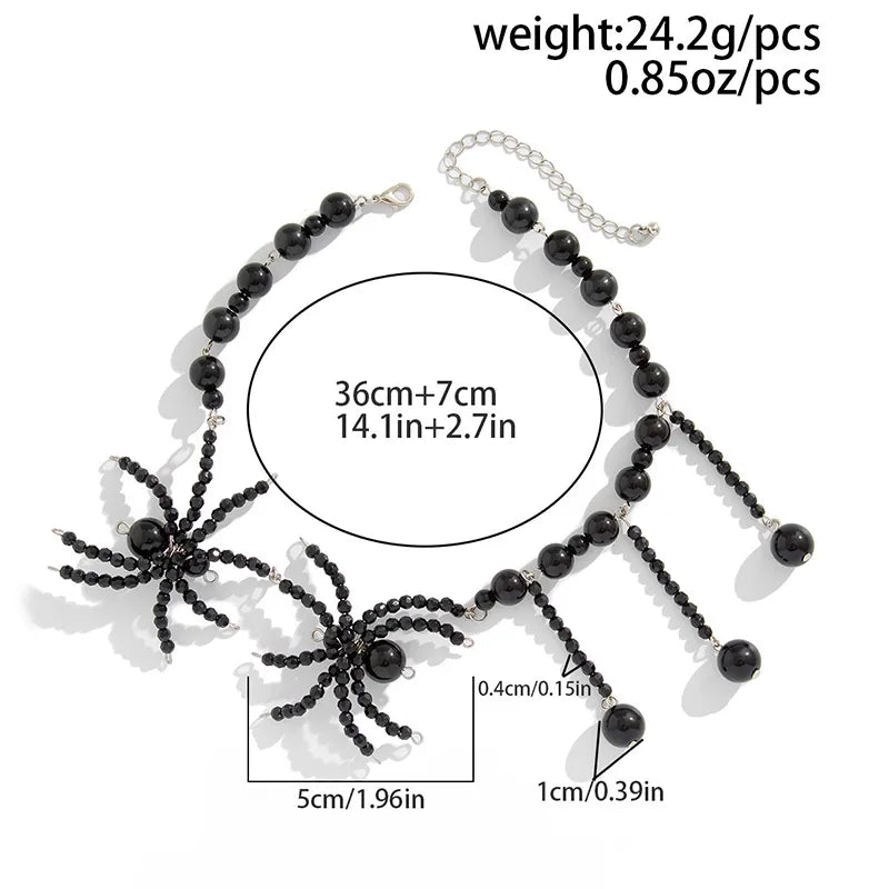 Ethnic Style Cool Style IG Style Spider Alloy Beaded Artificial Crystal Halloween Women'S Jewelry Set