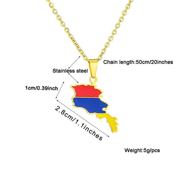 Ethnic Style Cool Style Map Flag 201 Stainless Steel 304 Stainless Steel Enamel Plating 18K Gold Plated Couple Pendant Necklace