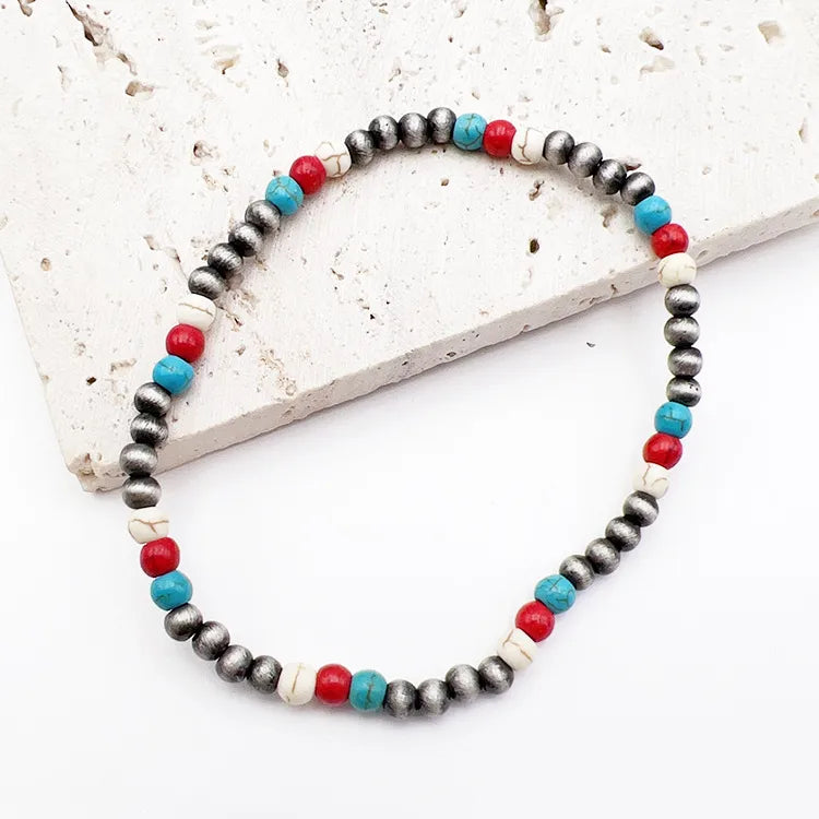 Ethnic Style Cowboy Style Classic Style Geometric Alloy Drawing Beads Turquoise Wholesale Bracelets Necklace Jewelry Set