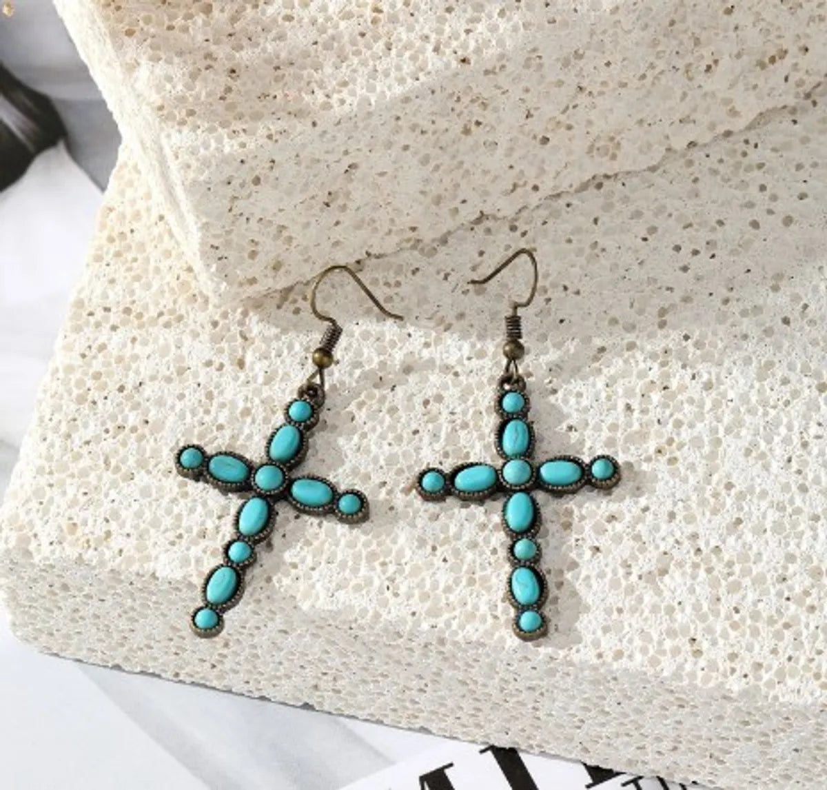 Ethnic Style Cross Alloy Stone Plating Women's Earrings Necklace