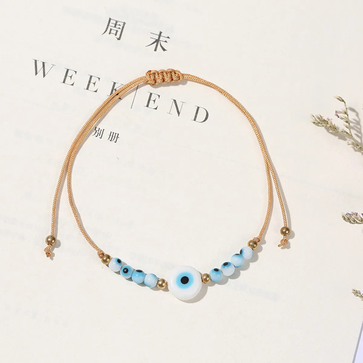 Ethnic Style Cross Eye Alloy Turquoise Rope Knitting Women'S Bracelets