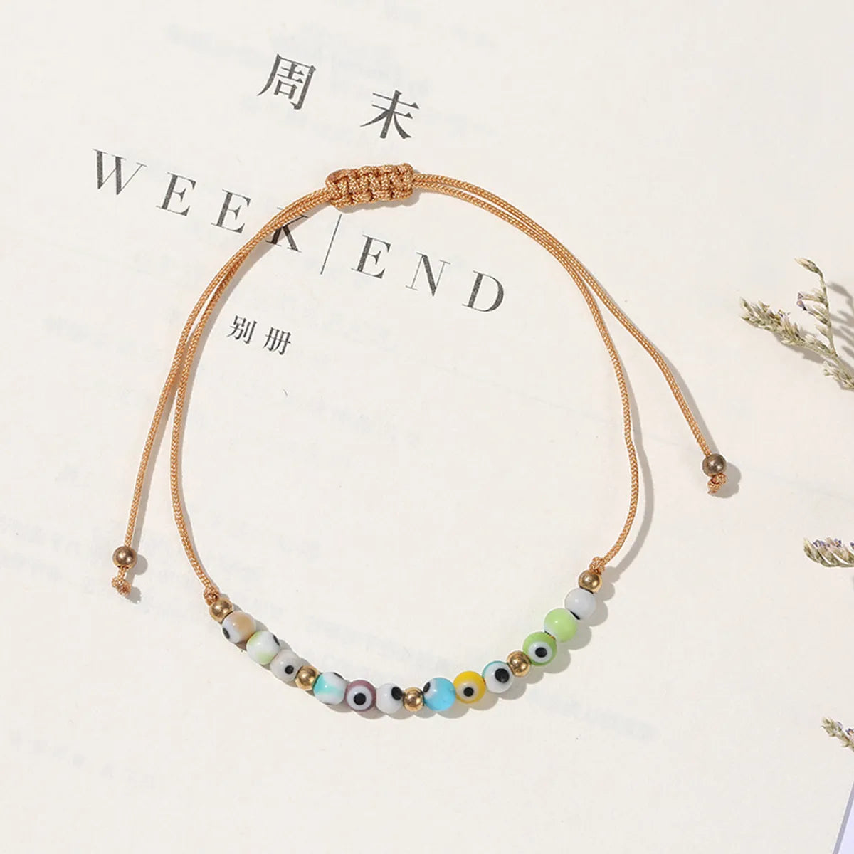 Ethnic Style Cross Eye Alloy Turquoise Rope Knitting Women'S Bracelets