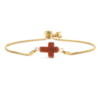 Ethnic Style Cross Natural Stone Bracelets In Bulk