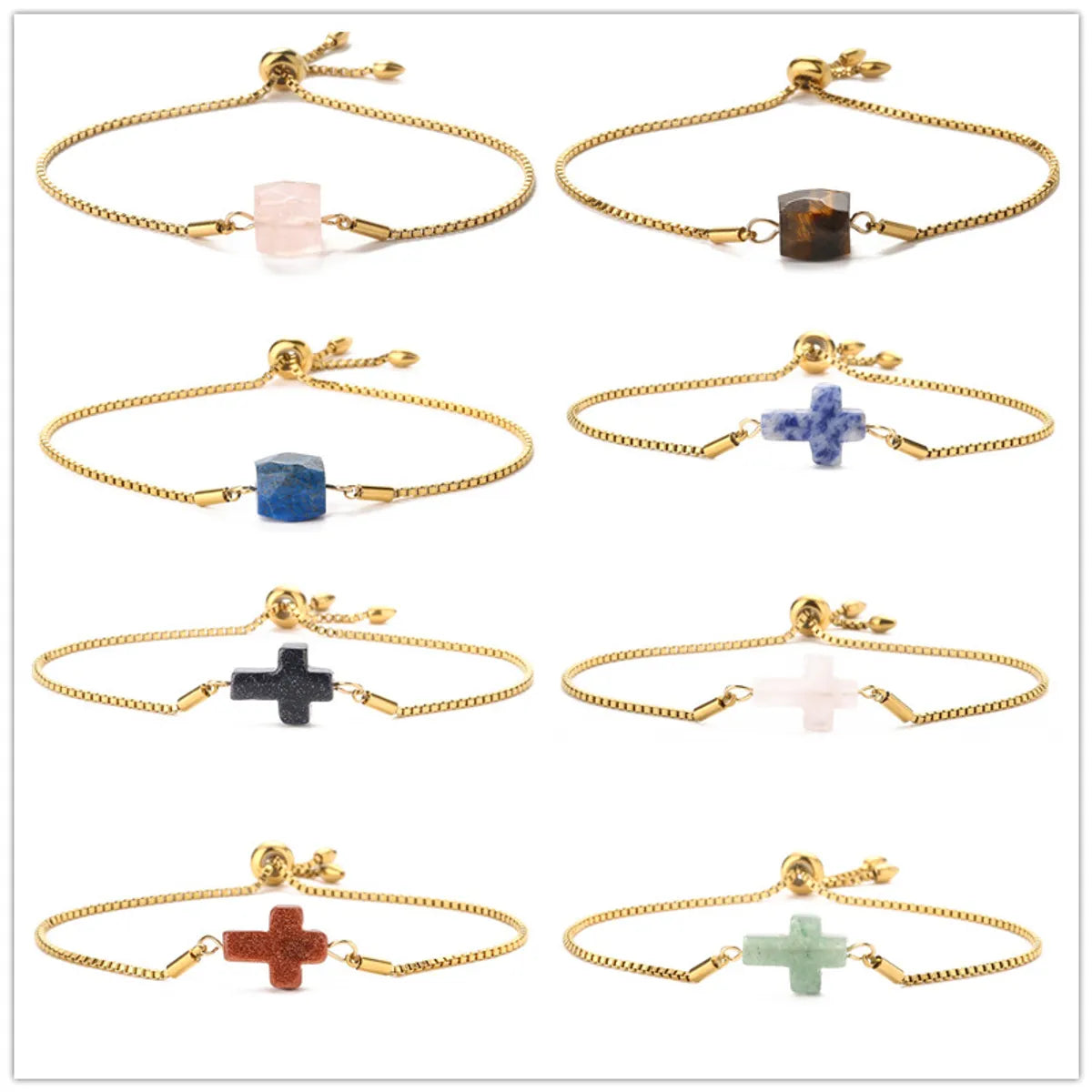 Ethnic Style Cross Natural Stone Bracelets In Bulk