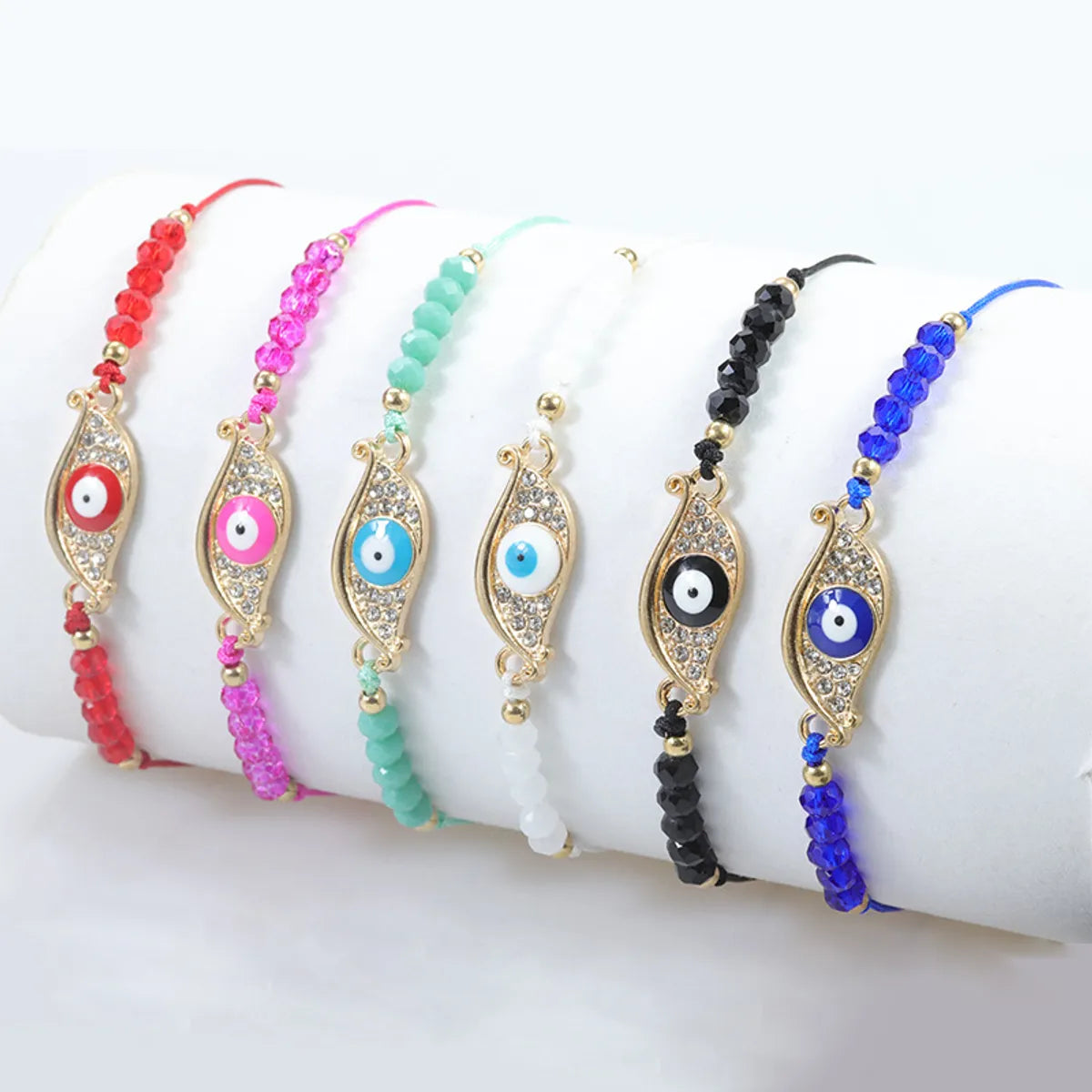 Ethnic Style Devil's Eye Alloy Inlay Rhinestones Unisex Drawstring Bracelets