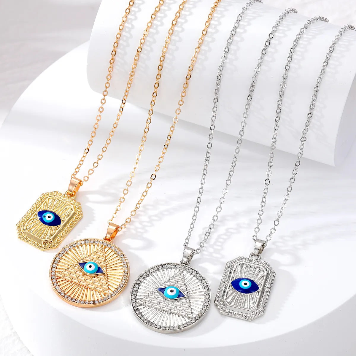 Ethnic Style Devil's Eye Alloy Inlay Rhinestones Women's Pendant Necklace