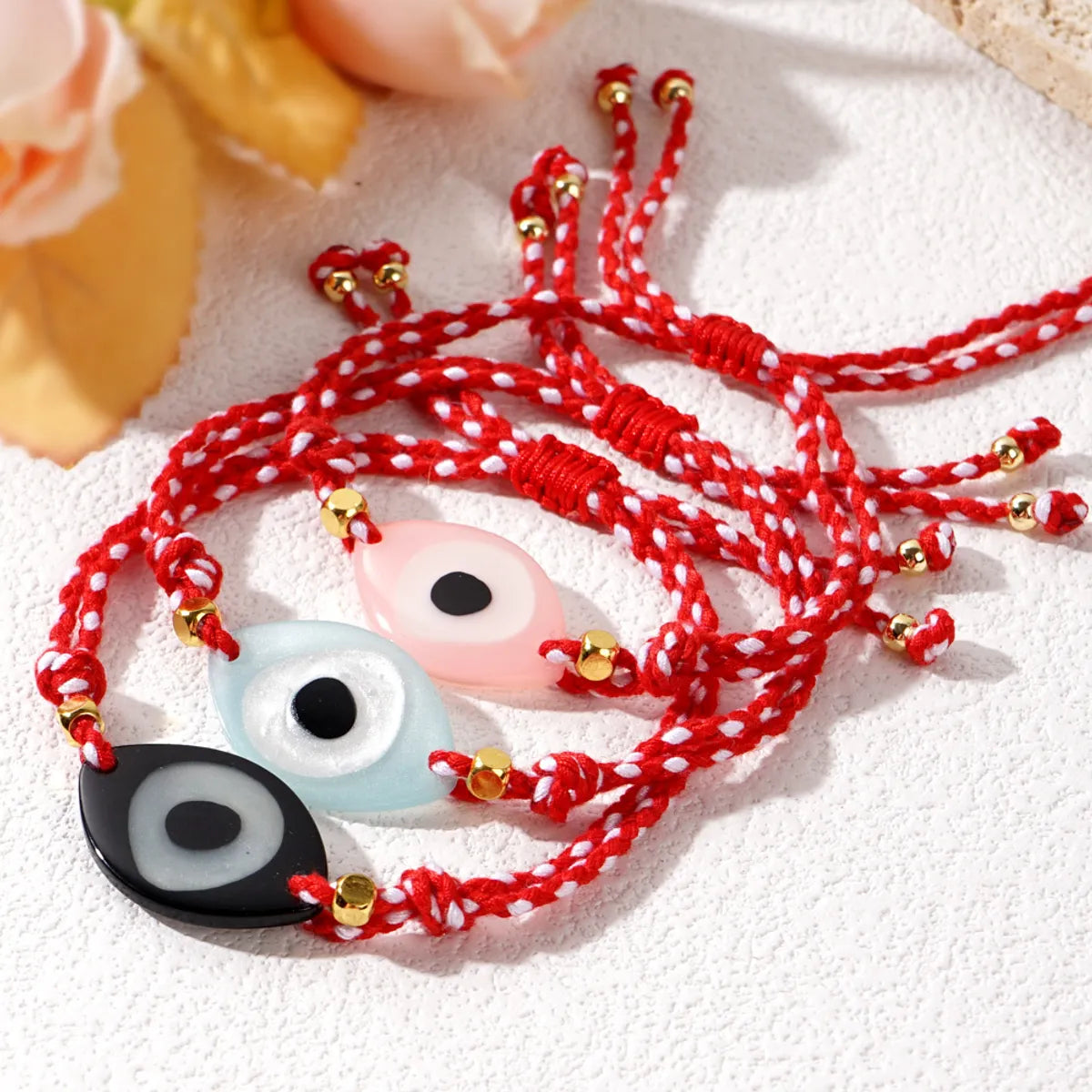 Ethnic Style Devil's Eye Alloy Resin Polyester Knitting Women's Drawstring Bracelets