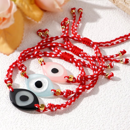 Ethnic Style Devil's Eye Alloy Resin Polyester Knitting Women's Drawstring Bracelets