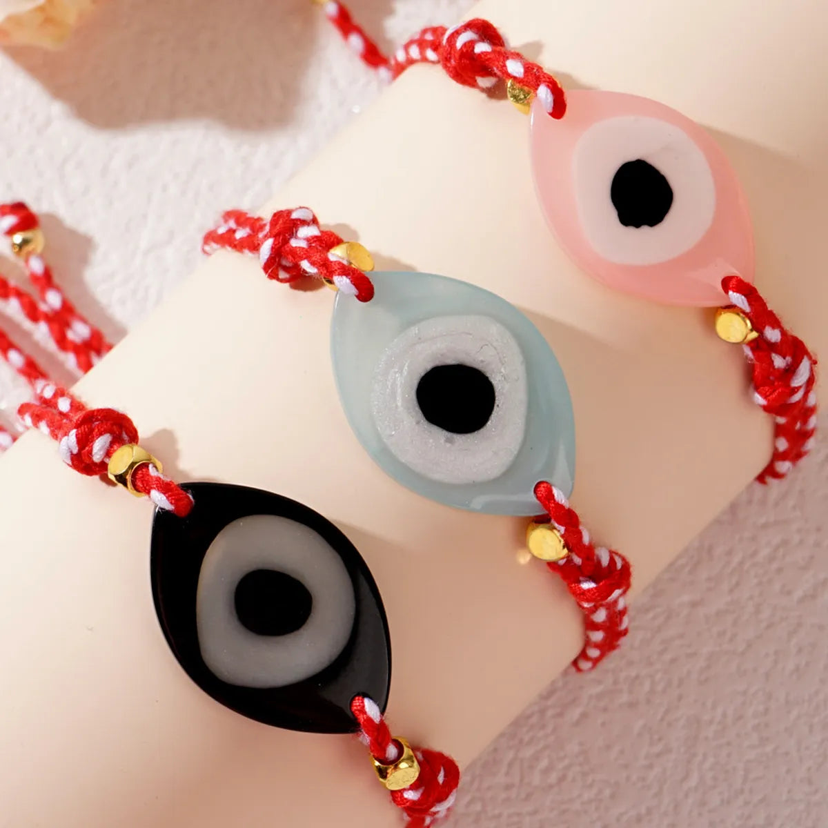 Ethnic Style Devil's Eye Alloy Resin Polyester Knitting Women's Drawstring Bracelets