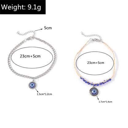 Ethnic Style Devil's Eye Alloy Straw Braid Women's Anklet