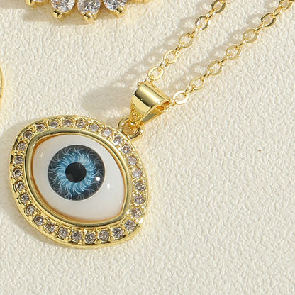 Ethnic Style Devil's Eye Brass Plating Inlay Resin 14k Gold Plated Women's Pendant Necklace