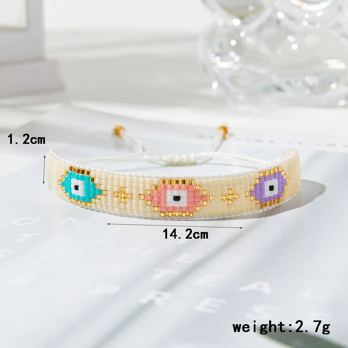 Ethnic Style Devil's Eye Glass Beaded Knitting Women's Bracelets