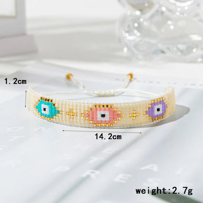 Ethnic Style Devil's Eye Glass Beaded Knitting Women's Bracelets