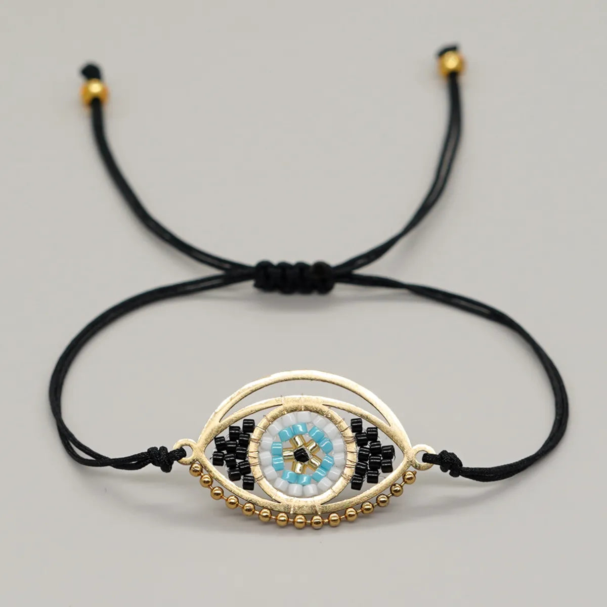 Ethnic Style Devil'S Eye Glass Rope Knitting Unisex Drawstring Bracelets