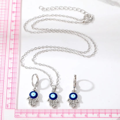 Ethnic Style Devil'S Eye  Alloy Inlay Rhinestones Women'S Earrings Necklace