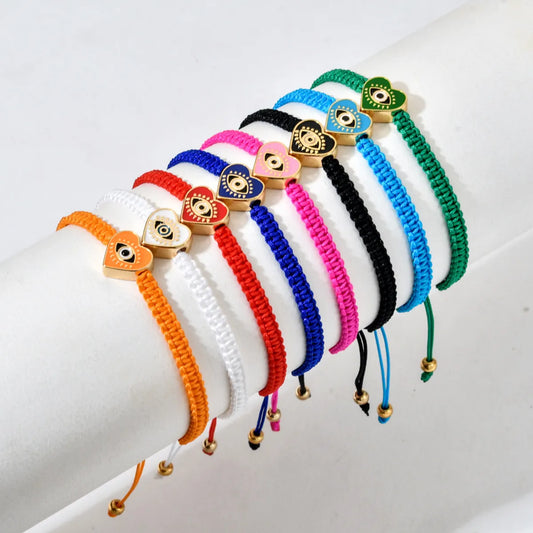 Ethnic Style Devil's Eye Heart Shape Alloy Enamel Plating Women's Bracelets