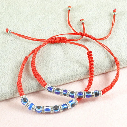 Ethnic Style Devil's Eye Rope Beaded Knitting Unisex Drawstring Bracelets