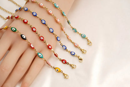 Ethnic Style Devil'S Eye Stainless Steel Enamel Bracelets