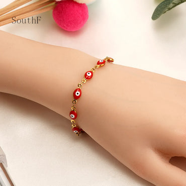 Ethnic Style Devil'S Eye Stainless Steel Enamel Bracelets