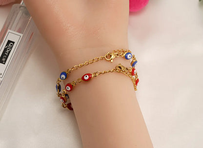 Ethnic Style Devil'S Eye Stainless Steel Enamel Bracelets