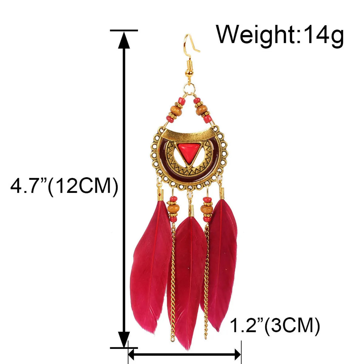 Ethnic Style Earrings Triangle Feather Earrings Jewelry Tassel Earrings Wholesale Nihaojewelry