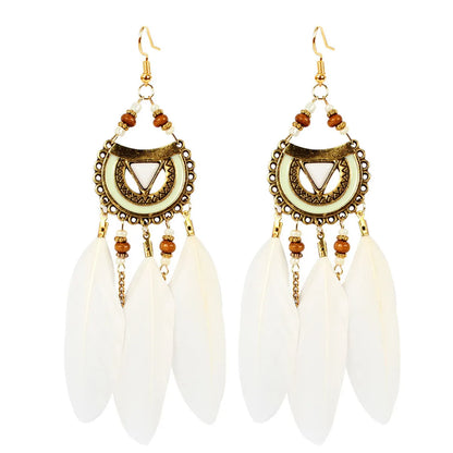 Ethnic Style Earrings Triangle Feather Earrings Jewelry Tassel Earrings Wholesale Nihaojewelry