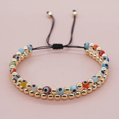 Ethnic Style Eye Glass Beaded Knitting Unisex Drawstring Bracelets