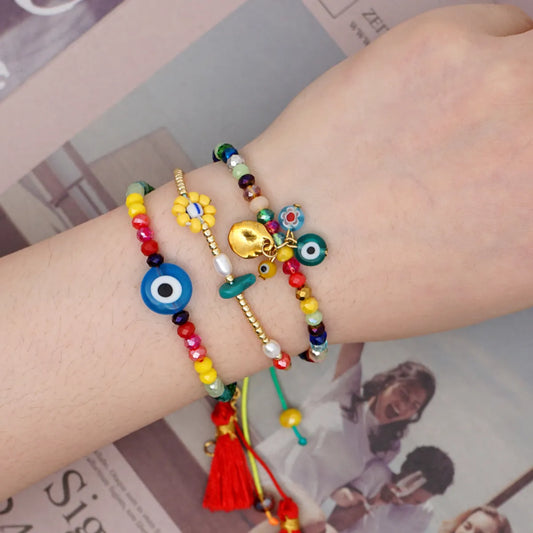 Ethnic Style Eye Glass Beaded Unisex Bracelets