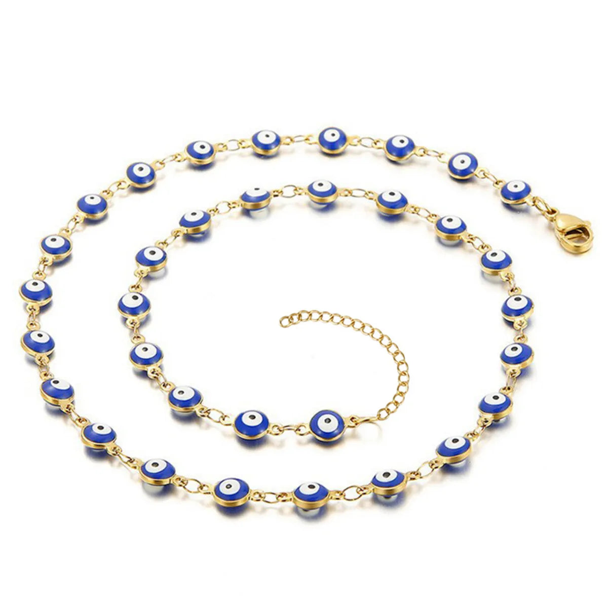 Ethnic Style Eye Stainless Steel Bracelets Necklace Patchwork Enamel Gold Plated Stainless Steel Bracelets