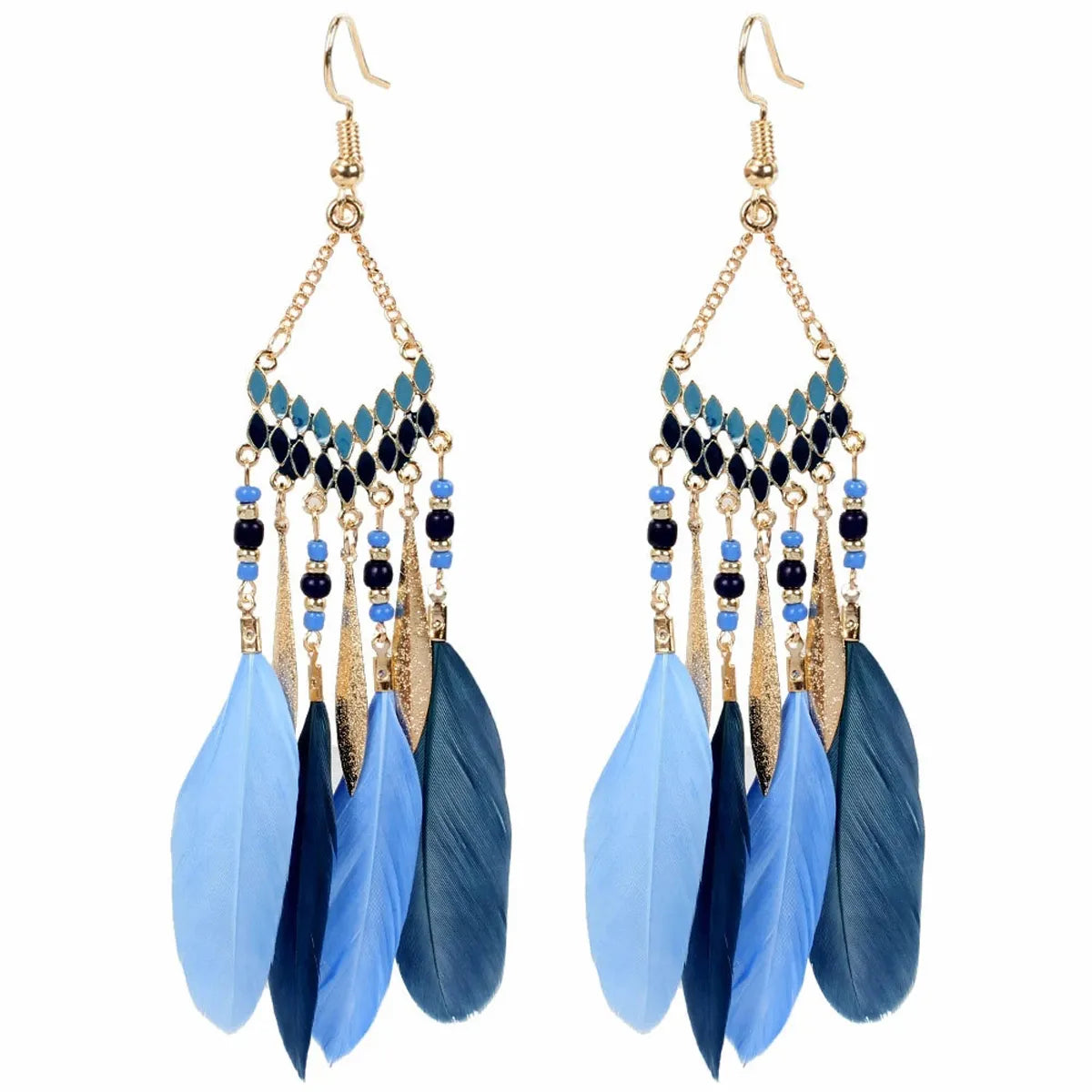 Ethnic Style Feather Alloy Tassel Women'S Drop Earrings