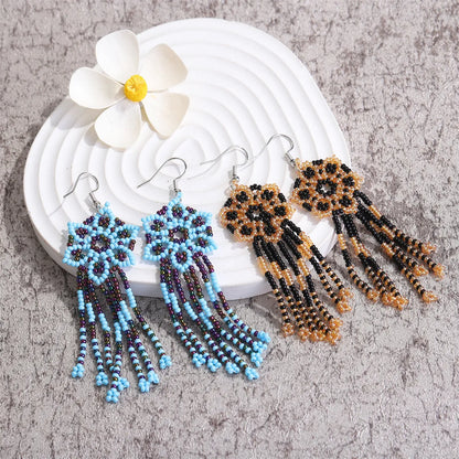 Ethnic Style Flower Alloy Seed Bead Patchwork Women's Drop Earrings