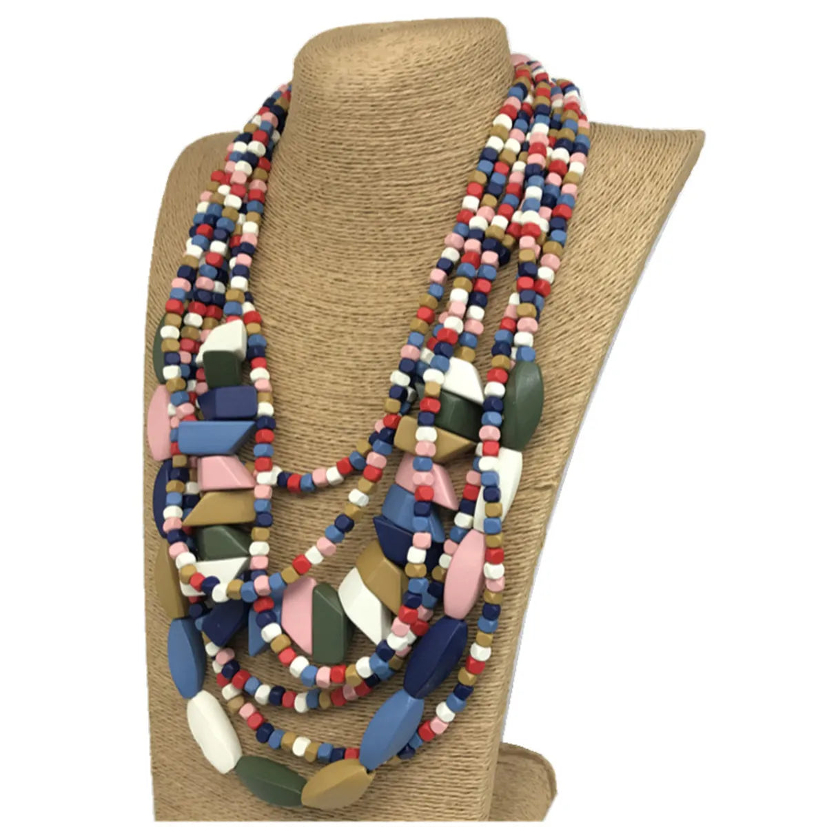 Ethnic Style Flower Beaded Wood Wholesale Necklace