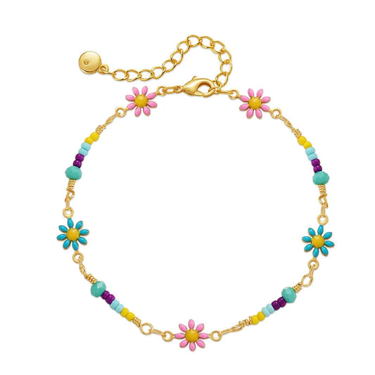 Ethnic Style Flower Copper Enamel Bracelets