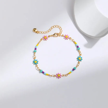 Ethnic Style Flower Copper Enamel Bracelets