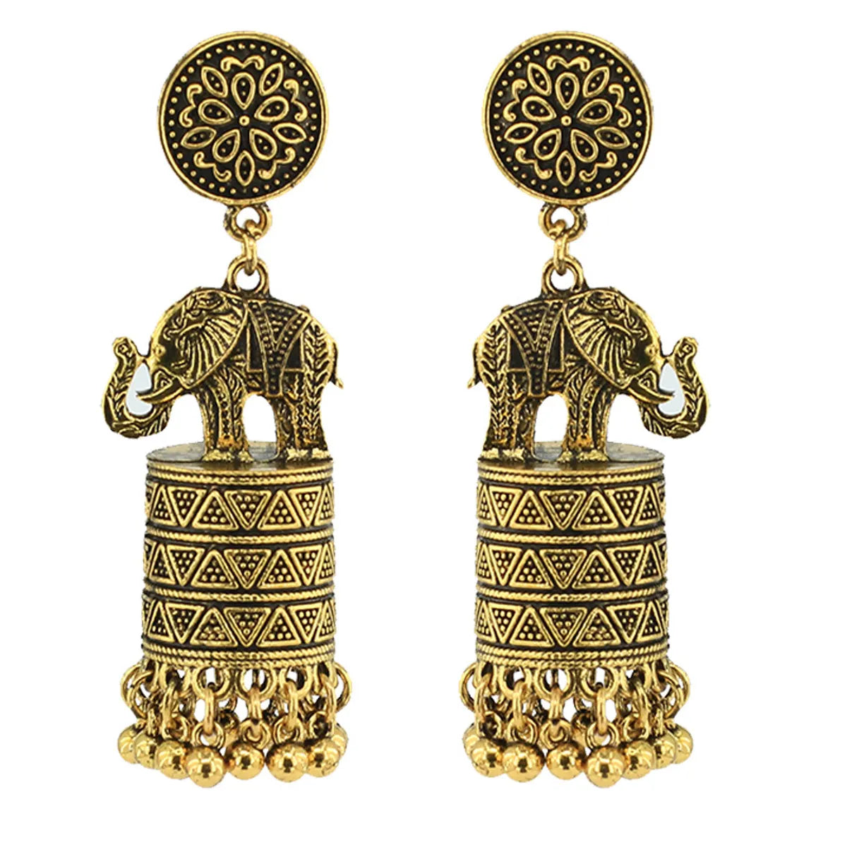 Ethnic Style Flower Elephant Alloy Tassel Plating Women'S Drop Earrings