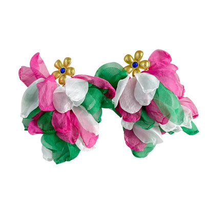 Ethnic Style Flower Gauze Handmade Women's Drop Earrings