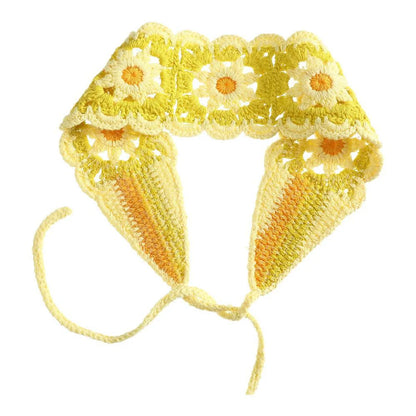 Ethnic Style Flower Knit Hollow Out Hair Band