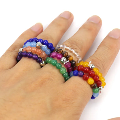 Ethnic Style Geometric Agate Beaded Women's Rings