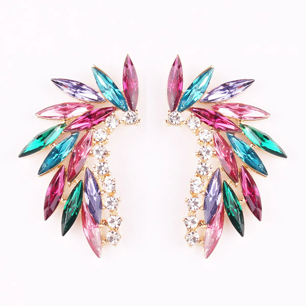 Ethnic Style Geometric Inlay Alloy Crystal Earrings