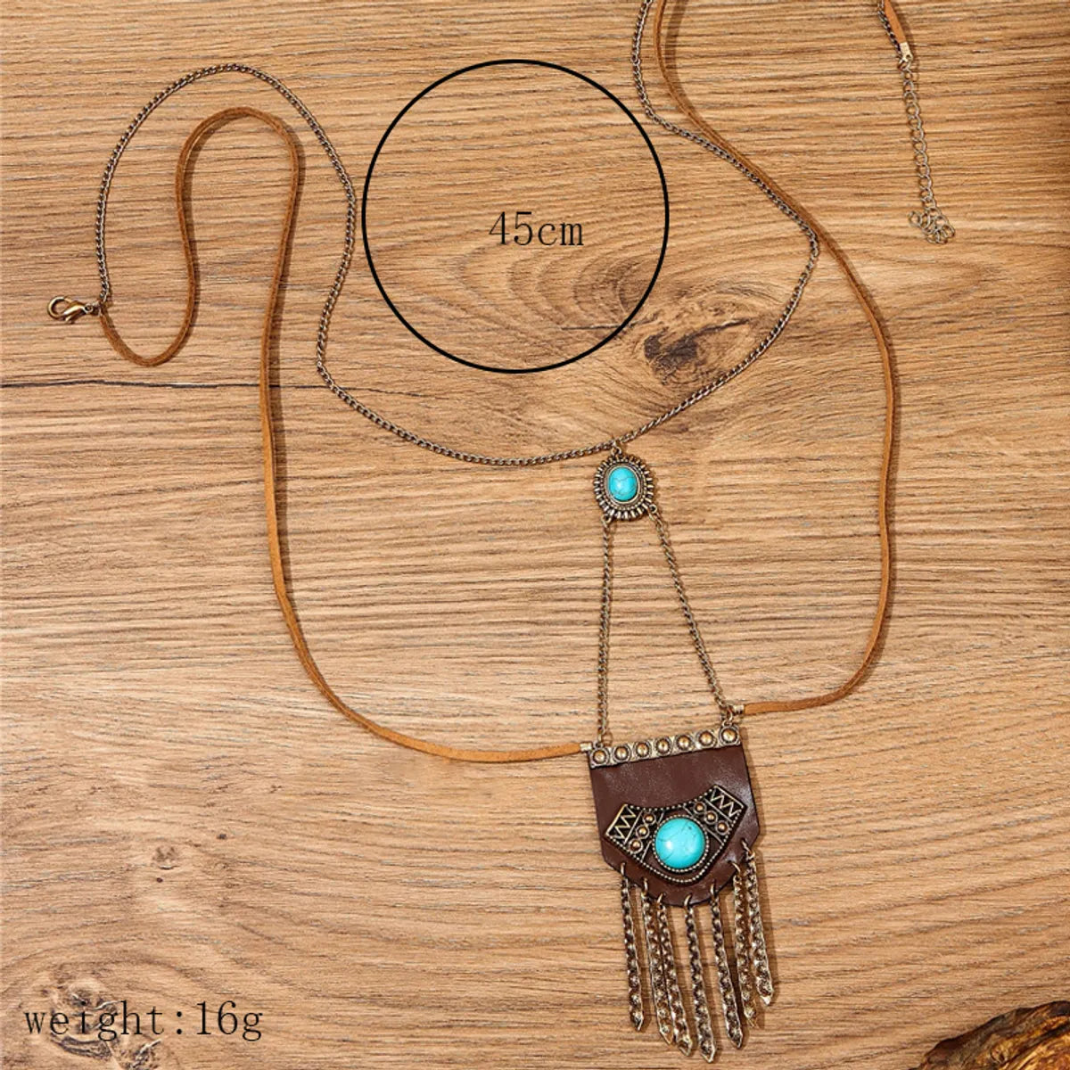 Ethnic Style Geometric Alloy Patchwork Turquoise Women'S Pendant Necklace 1 Piece