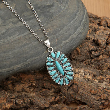 Ethnic Style Geometric Alloy Plating Inlay Turquoise Women's Pendant Necklace