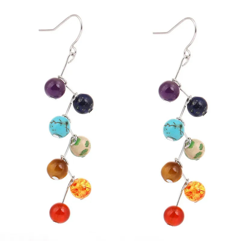 Ethnic Style Geometric Alloy Stone Plating Women'S Drop Earrings