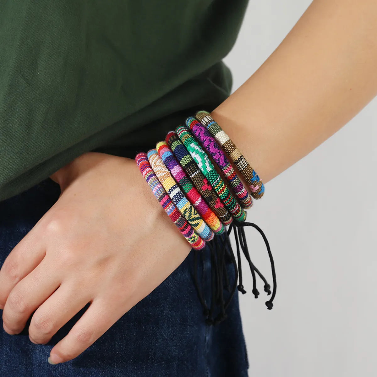 Ethnic Style Geometric Cloth Wholesale Drawstring Bracelets