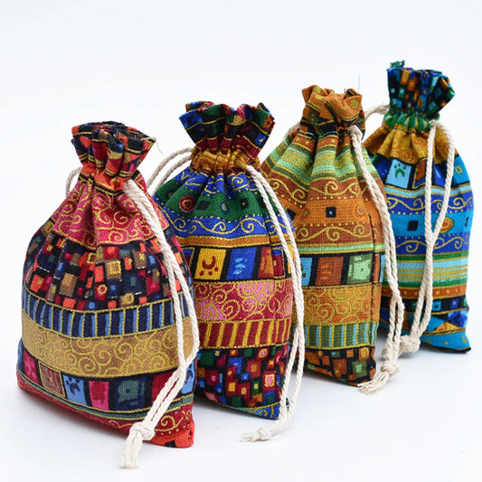 Ethnic Style Geometric Cotton Drawstring Jewelry Packaging Bags