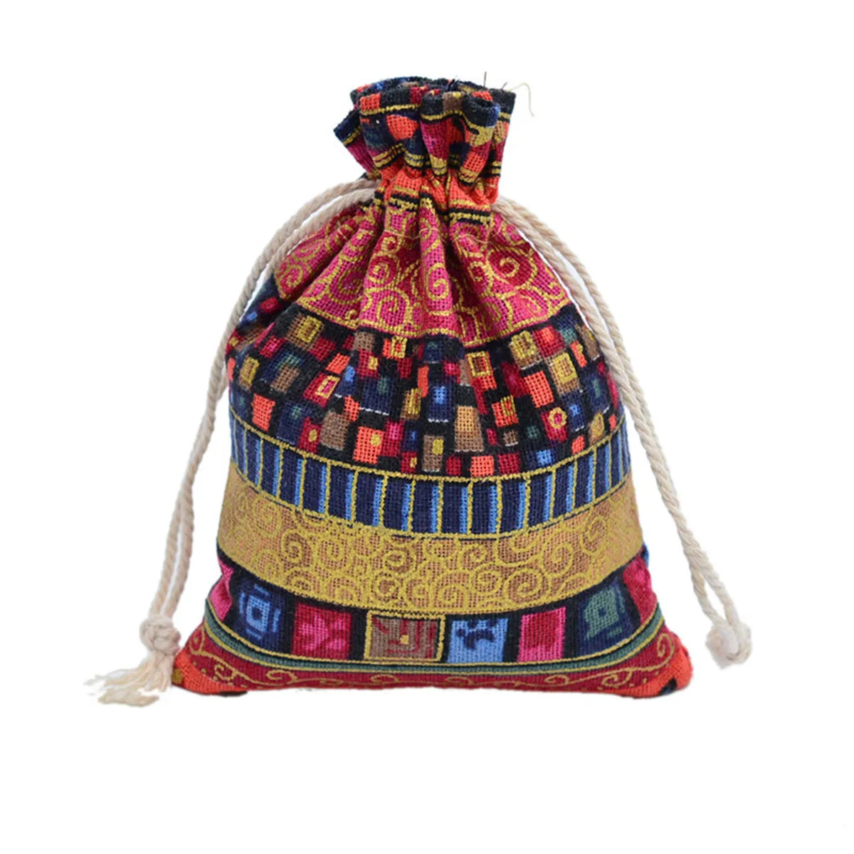 Ethnic Style Geometric Cotton Drawstring Jewelry Packaging Bags