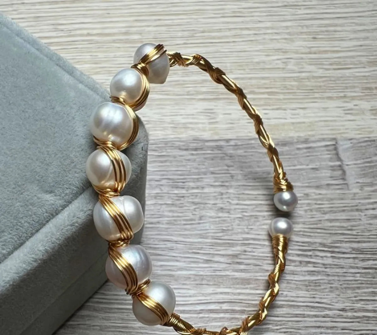 Ethnic Style Geometric Crystal Freshwater Pearl Copper Handmade Bangle