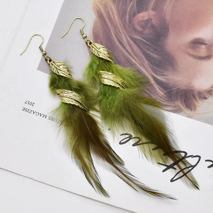 Ethnic Style Geometric Feather Women'S Drop Earrings 1 Pair