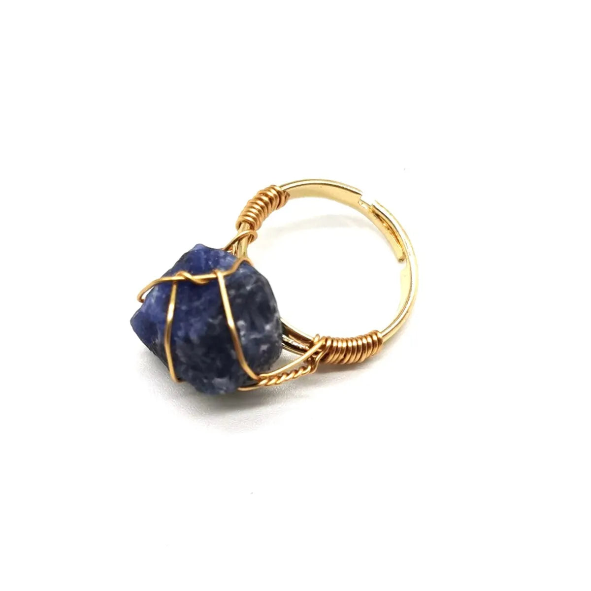 Ethnic Style Geometric Metal Plating Natural Stone Open Ring