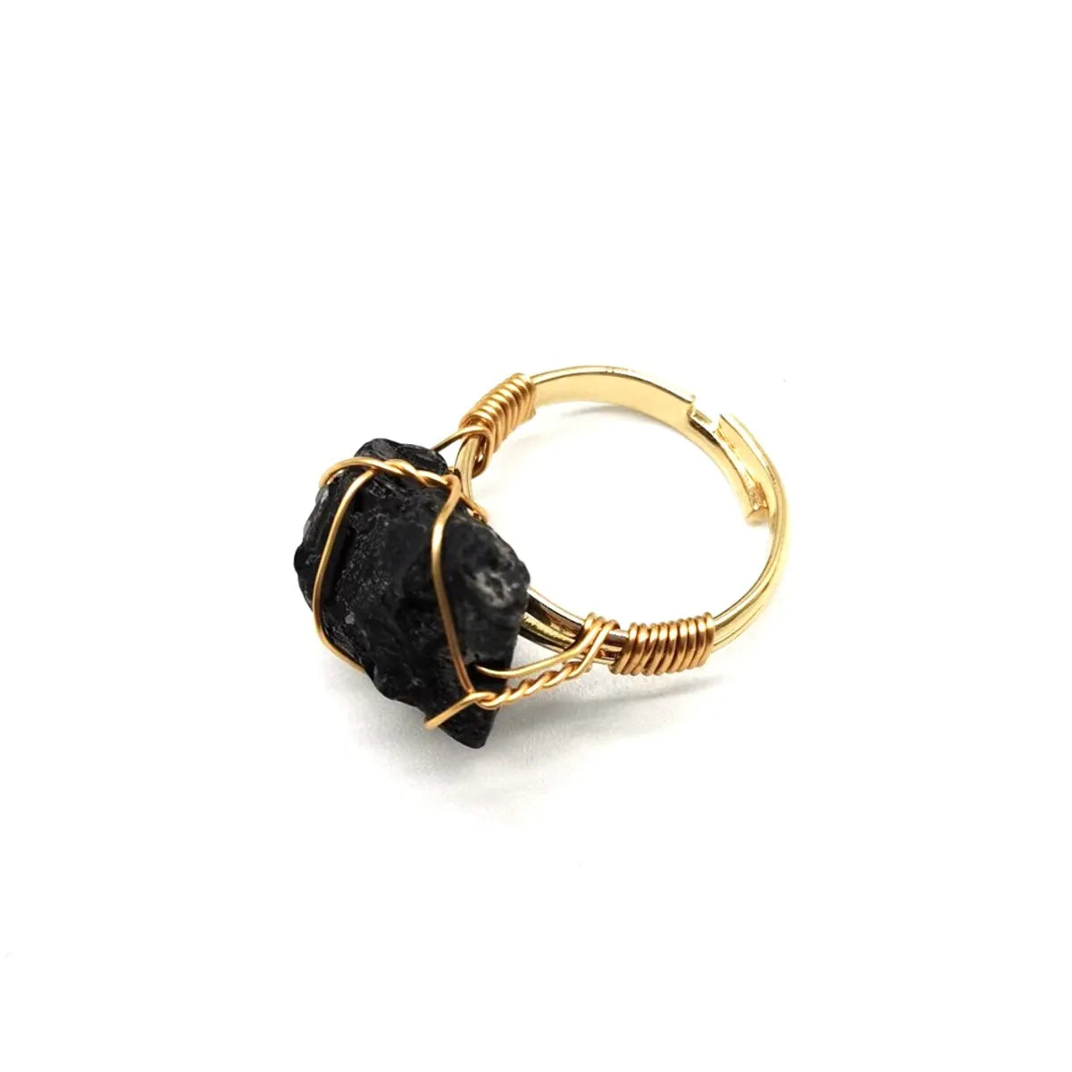 Ethnic Style Geometric Metal Plating Natural Stone Open Ring